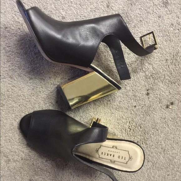 Ted Baker London Shoes - Ted Baker London Gold Block Heel Ankle Booties